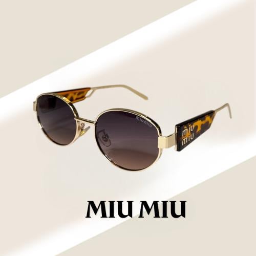 نظارة ميو ميو تايقر بعدسة بيضاوية باللون البني الم...