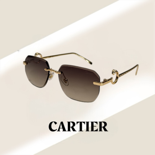 نظارة كارتير بدون أطار باللون الذهبي وشعار دائري