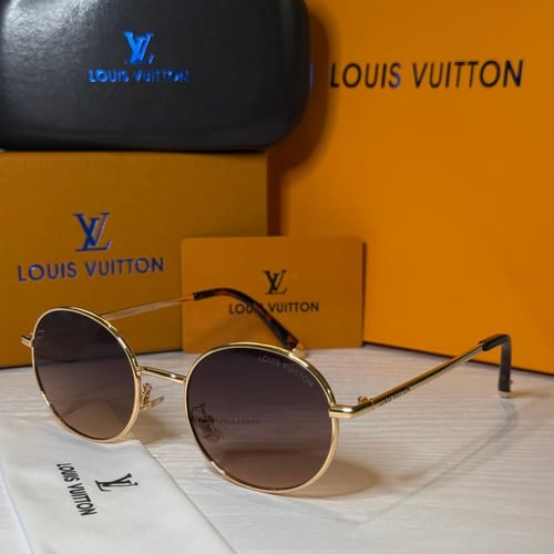 نظارة لويس فيتون بعدسة دائرية باللون الذهبي