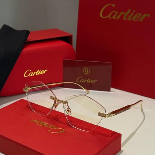 نظارة كارتير بدون أطار بتصميم هندسي باللون الذهبي...
