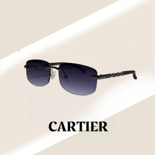 نظارة كارتير باللون الاسود بدون إطار بعدسة سوداء م...