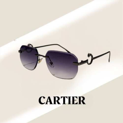 نظارة كارتير بدون أطار باللون الفضي وشعار دائري