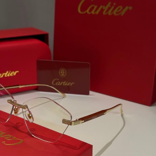 نظارة كارتير بدون أطار بتصميم هندسي باللون الذهبي...