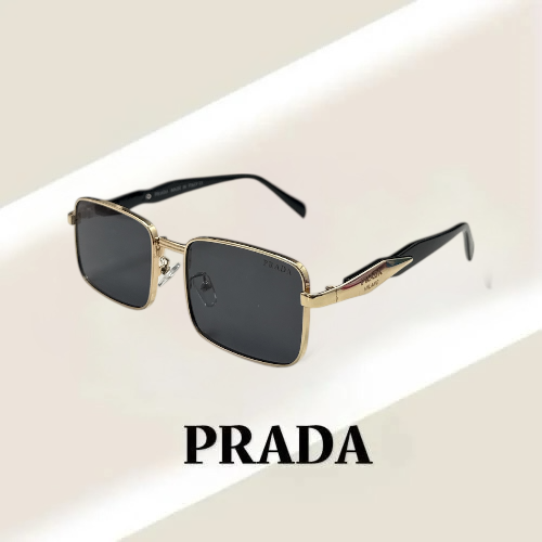 نظارة برادا بعدسة مربعة باللون الذهبي والاسود