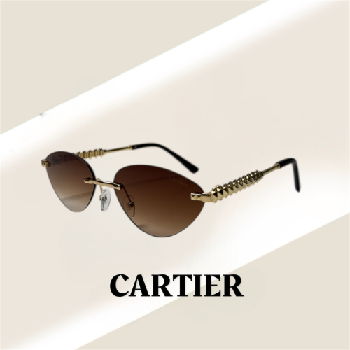 نظارة كارتير باللون الذهبي بدون إطار بعدسة باللون...