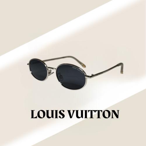 نظارة لويس فيتون بعدسة بيضاوية باللون الفضي