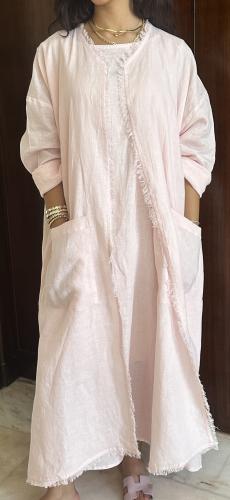 Pink linen dress