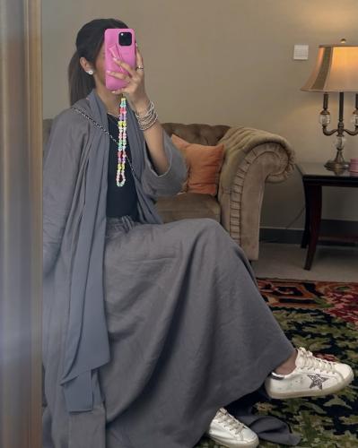 Grey #2 linen abaya