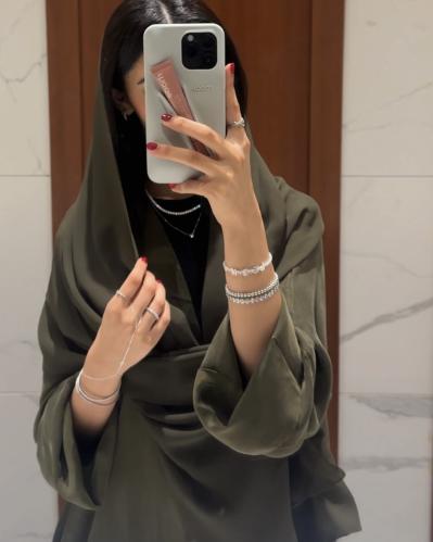 Olive green washed silk abaya