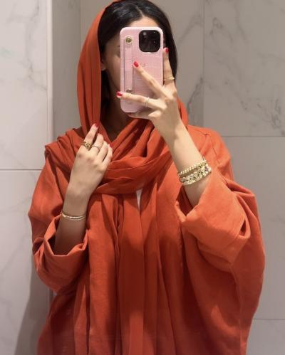 Orange linen abaya