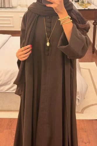 Brown washed crepe | Dress & Abaya