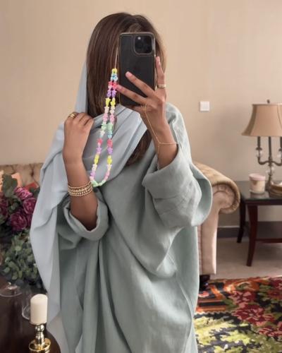Light green #2 linen abaya