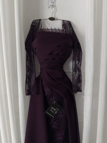 فستان طيف ليلكي اكمام