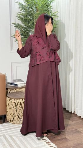 عباية ورد عنابي