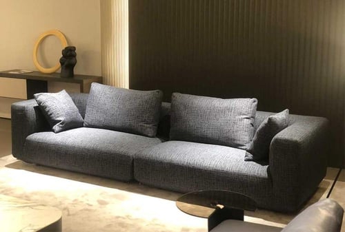 كنب ثلاثي لون رمادي - بقماش الكتان