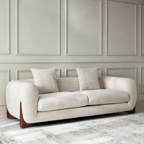 كنب ثلاثي قواعد خشب طبيعي