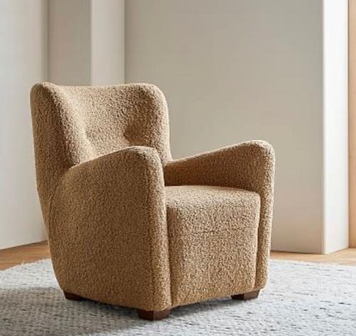 كرسي مفرد بقماش بوكلية - بلون بيج