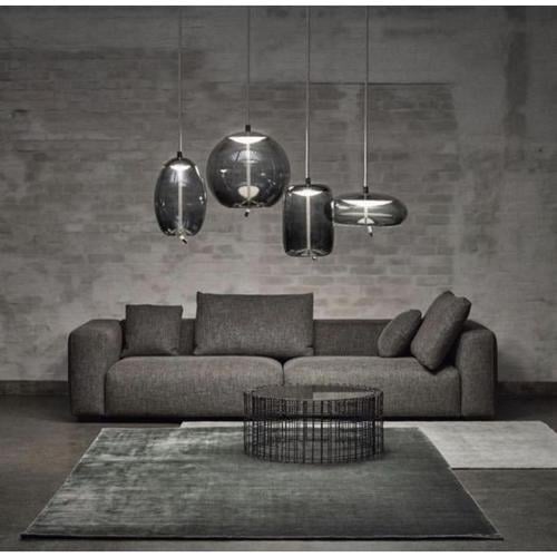 كنب ثلاثي لون رمادي - بقماش الكتان