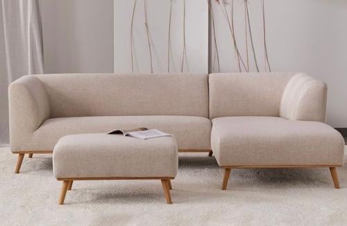 كنب زاوية ارجل خشب مع بوف