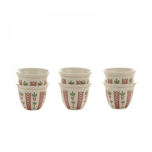 فناجيل قهوة البادية نقشة بدوي عدة الوان عدد 6 حبات