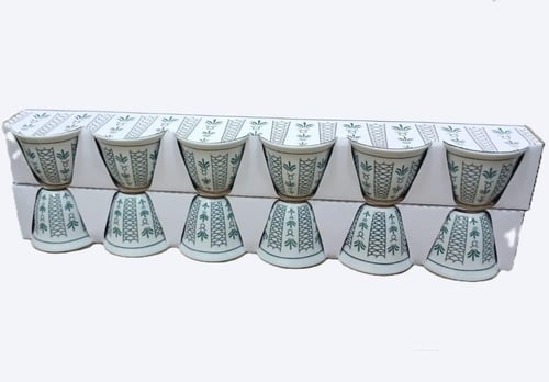 فناجيل قهوة البادية نقشة بدوي عدة الوان عدد 6 حبات