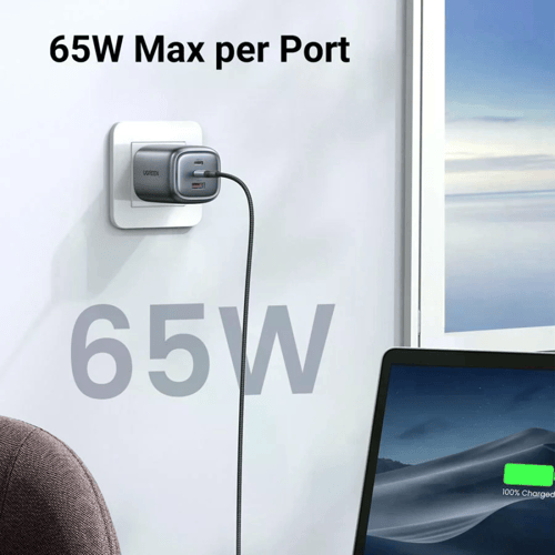 شاحن جداري 65 واط مخرجين PD ومخرج يو اس بي من UGRE...