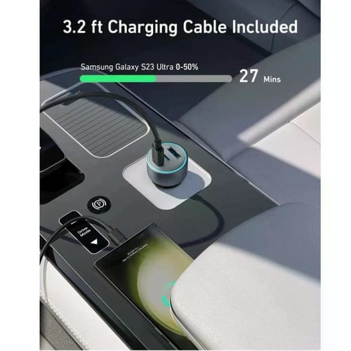 انكر - شاحن سيارة بقوة 67 واط بمنفذين تايب سي ومنف...