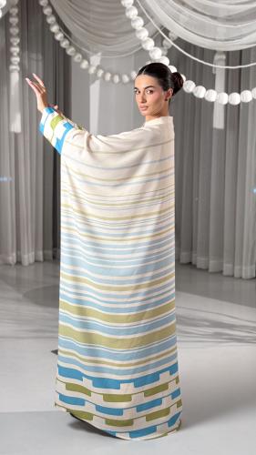 Mawj – Luxury Printed Fabric Abaya with a Bisht Cut