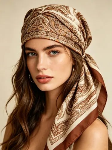 وشاح مربع صغير مطبوع بطريقة بسيطة