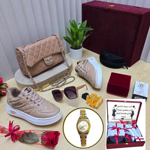 Elegant set, Chanel brand, high-quality leather material