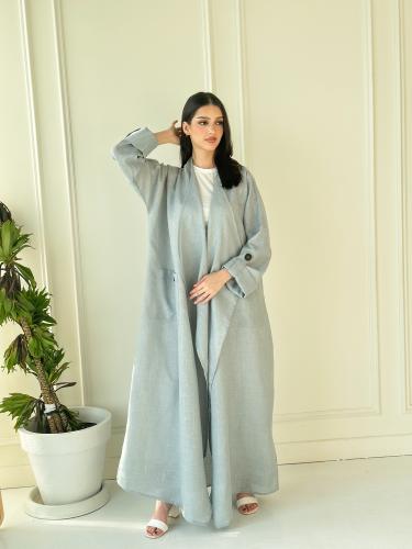 Sky blue linen abaya