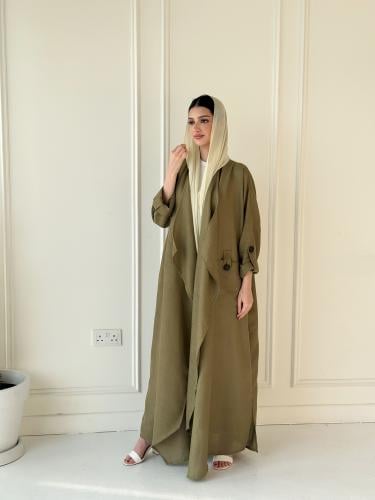 Oily colour linen abaya