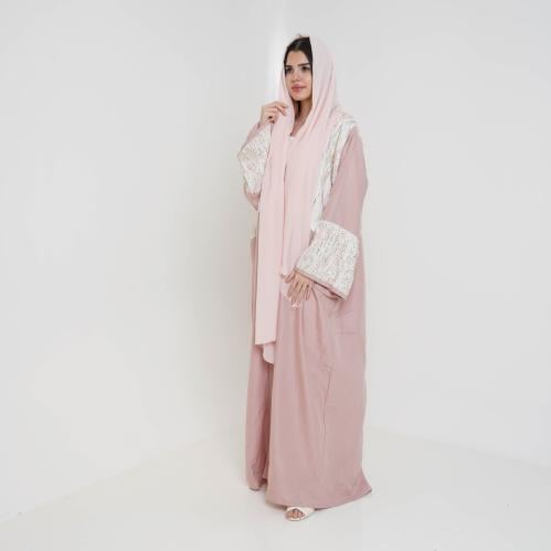 Pink linen with embroidery
