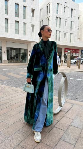 Velours ombré bleu et vert