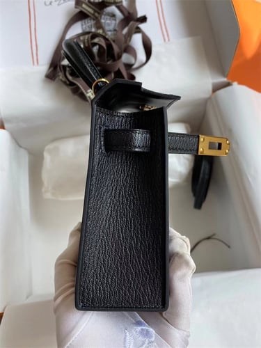 HERMES Kelly 19cm Mini Birkin Kidskin Leather Hand...