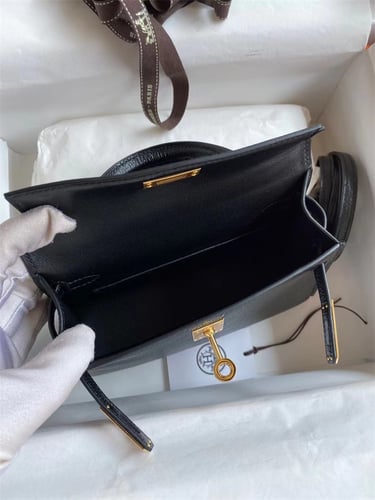 HERMES Kelly 19cm Mini Birkin Kidskin Leather Hand...