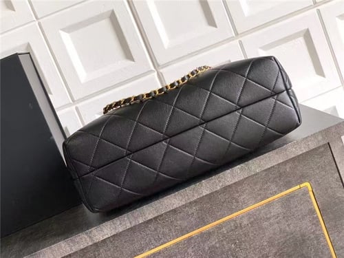 CHANEL Small Shopping Bag Suede Calfskin Lambskin...
