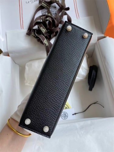 HERMES Kelly 19cm Mini Birkin Kidskin Leather Hand...