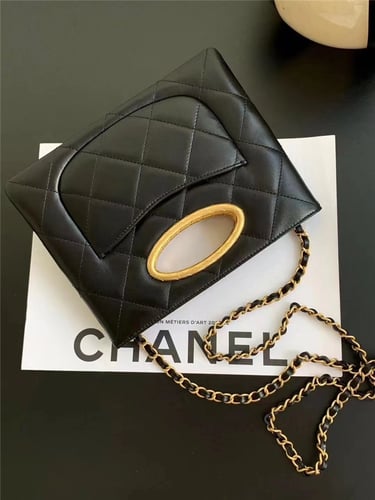 Chanel Clutch Lambskin Gold Tone Metal