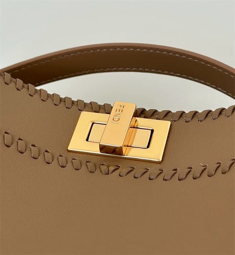 FENDI Cappuccino brown leather bag with threading