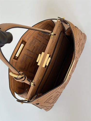FENDI Peekaboo Soft Medium Cappuccino Colored Leat...