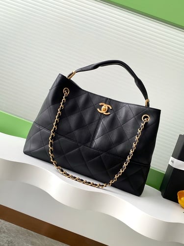 Chanel Shopping Bag Calfskin Gold Tone Metal