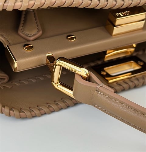 FENDI Cappuccino brown leather bag with threading