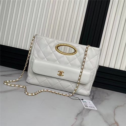 Chanel Small Shopping Bag Lambskin Gold Tone Metal