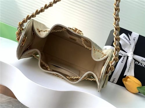 CHANEL Chanel 25 Mini Handbag Grained Calfskin Gol...