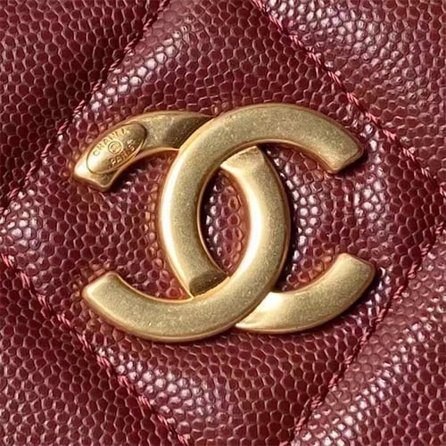 CHANEL Small Shopping Bag Grained Calfskin Gold To...