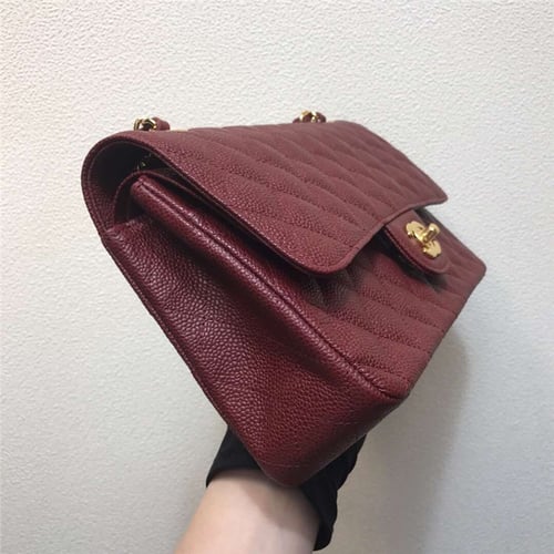 CHANEL Cowskin Import Leather Handbag
