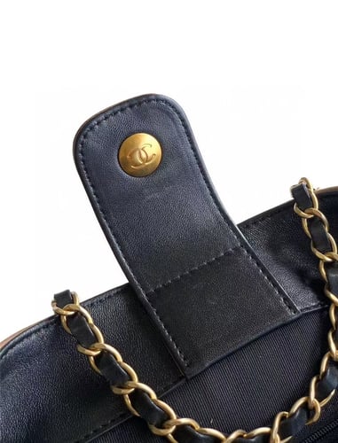 CHANEL Small Shopping Bag Suede Calfskin Lambskin...