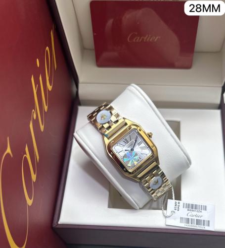 ساعة كارتييه سانتوس (Cartier Santos) - إطار ذهبي م...