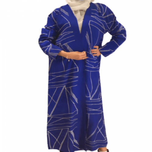عباية – زرقاء بخطوط بيضاء